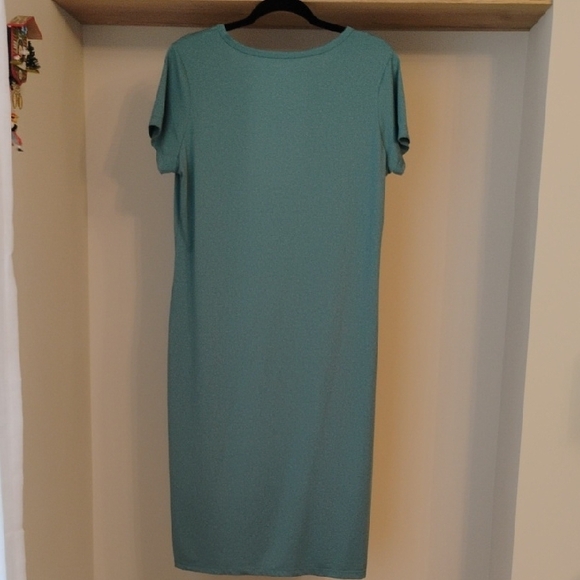 Teal Midi V-Neck Women's Dress Size Large - Picture 6 of 7